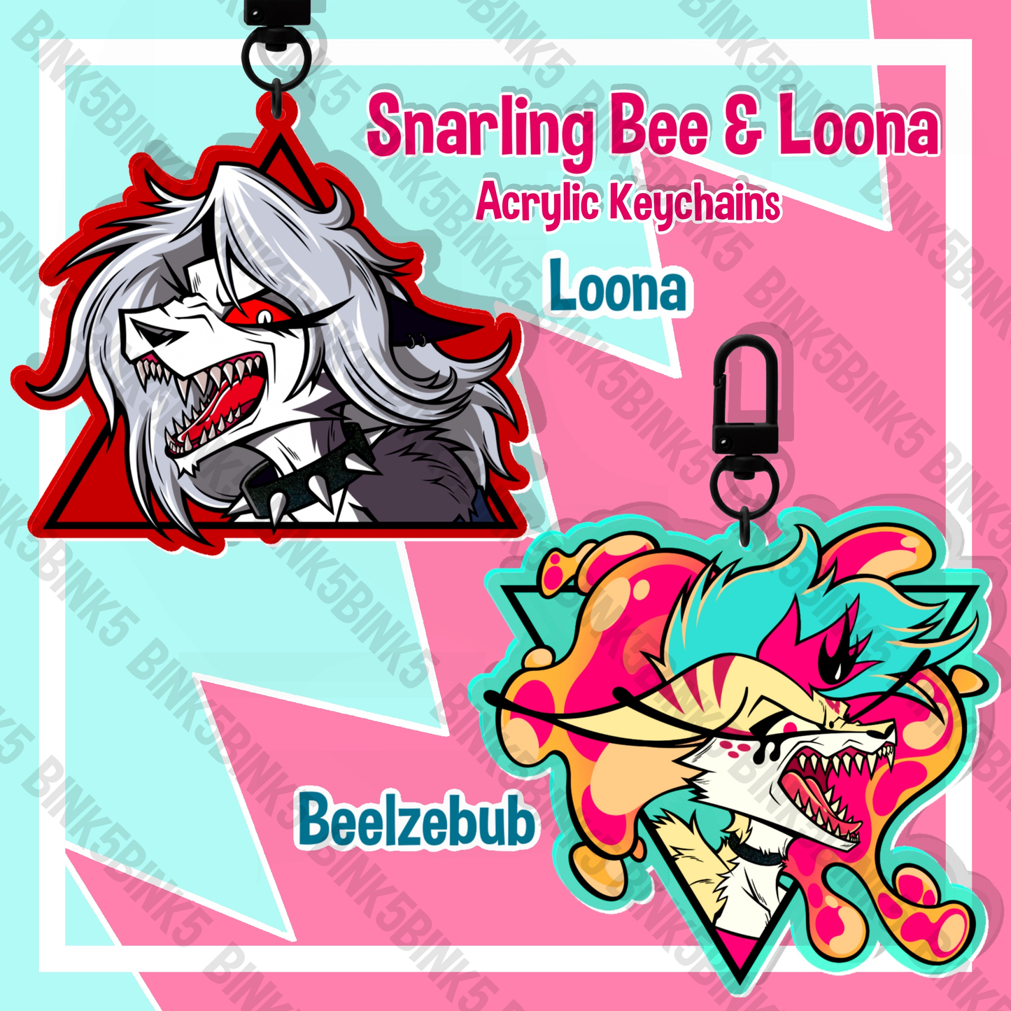 Helluva Boss Snarling Loona/Bee Colored Acrylic Keychain