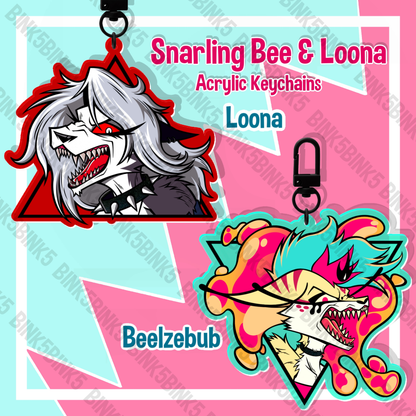 Helluva Boss Snarling Loona/Bee Colored Acrylic Keychain