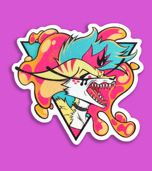 Snarling Bee 3 Inch Glitter Frosted Vinyl Sticker
