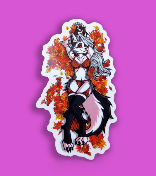 Fall Pin Up Loona 3 Inch Clear Vinyl Sticker [Lingerie Ver.]
