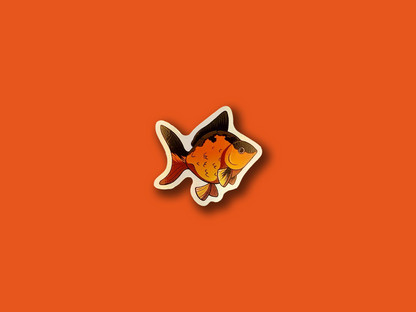 Black and Orange Goldfish Holographic 2.5 Inch Vinyl Sticker